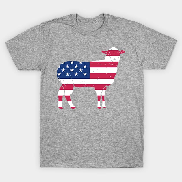 Patriotic Sheep with the US Flag T-Shirt by RJCatch